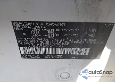 2018 Toyota Rav4 Hybrid Xle from USA, damaged, VIN JTMRJREV9JD185043